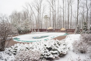 A pool covered in snow. 